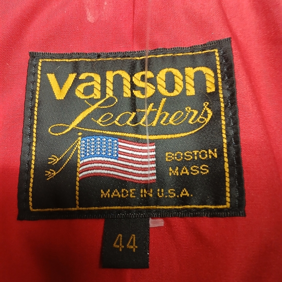 Vanson Motorcycle Bike Black Leather Jacket with Red, White, and Blue Accents. - Picture 6 of 15